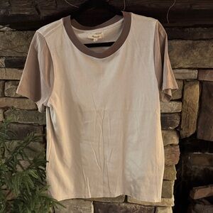 Madewell Cream and Brown T-Shirt